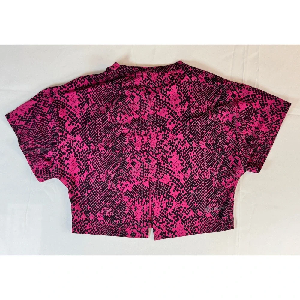 Adidas G TI AOP Tee Girls Size 7-8Y Pink Snakeskin Excellent Slim Fit